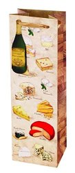 Cakewalk Say Cheese Illustrated Single Bottle Paper Wine Bag Brown