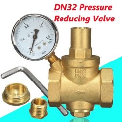 Brass DN32 Water Pressure Reducing Valve Water Flow Pressure Gauge