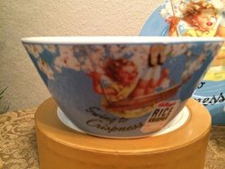 Kellogg's Vintage Girl On Blue Rice Krispies Ceramic Cereal Bowl