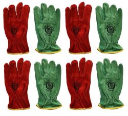 Leather Gloves - 4 Pairs Off Dual Color Safety Work Gloves