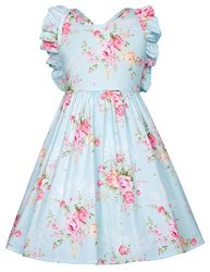Cotton Girls Vintage Floral Princess Dress For Toddler And Girls 7-8YRS CL601-2