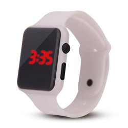 Electric LED Silicone Band Digital Display Watch For Boys And Girls White