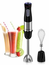 Homgeek Immersion Blender 500 Watt Hand Blender 6-SPEED Stick Blender With Whisk For Smoothies Puree Baby Food Sauces And Soups Black