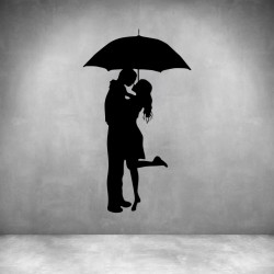 Couple Under Umbrella - Matt Black L 600 X H 330MM