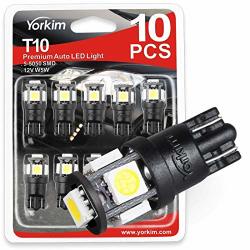 Yorkim 6th T10 LED Bulb White 194 LED Bulb License Plate Lights