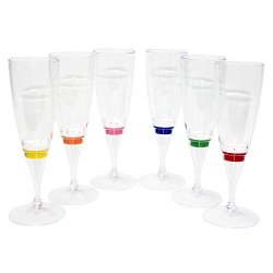 Signstek 6 Set LED Light Wine Flute Light Up Liquid Activated Champagne Glasses