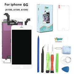 7IPER Screen Replacement For Iphone 6 4.7 Inch - Lcd Display Touch Screen Digitizer Frame Replacement Full Assembly With Tempered Glass Repair Tools Kit And Instructions White