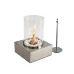 Ethanol Burner - Round With Stones - Available In Silver Or Bla