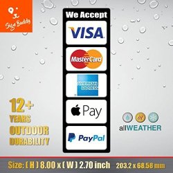 Allweather We Accept Visa Master Ae Paypal Apple Pay Credit Card Logo Cashier Door Window Vinyl Sticker Store Pos