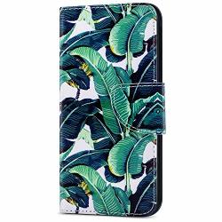 Sony Xperia XZ2 Compact Case Sony Xperia XZ2 Compact Cover Ikasus Love Heart Flower Banana Leaves Pu Leather Wallet Case With Kickstand Card Holder