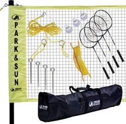 Park & Sun Sports Portable Indoor outdoor Badminton Net System With Carrying Bag And Accessories: Professional Series