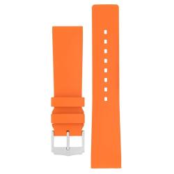 Pure Natural Rubber Watch Strap In Orange - 20MM Silver