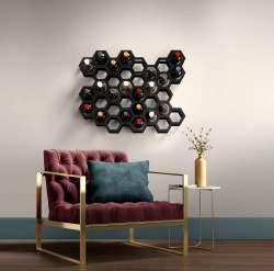 The Hive Wine Display - L 770 X H 590 Mm Rusted Steel