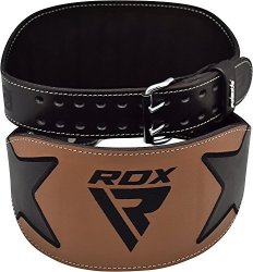 Rdx Weight Lifting Gym Belt Cow Hide Leather 6" Back Training Support Fitness Exercise Bodybuilding