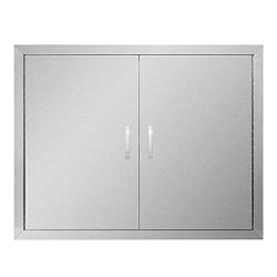 Apwone Outdoor Kitchen Doors Double Bbq Access Doors Removable 304 Stainless Steel Doors With Chromium Plated Handle - 31 X 24