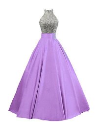 Heimo Women's Sequined Keyhole Back Evening Party Gowns Beaded Formal Prom Dresses Long H123 12 Lilac