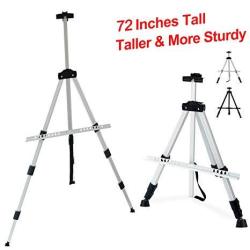 T-Sign 72" Tall Display Easel Stand Aluminum Metal Tripod Art Easel Adjustable Height From 22-72 Extra Sturdy For Table-top floor Painting Drawing And Display With