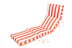 Seated By Jenkie Red & White Stripes Waterproof Thick Patio Flexible Lounger Cushion 190CM 50CM