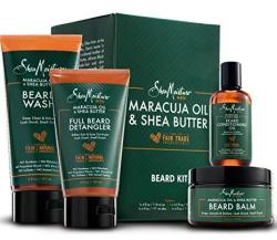 Shea Moisture Complete Beard Kit All Natural Ingredients Maracuja Oil & Shea Butter Beard Balm Beard Conditioning Oil Beard Wash Beard Detangler Gift Box