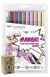 Tombow Abt - 10C-MANGA2-ST Manga Set Of 10 X Fine Tip Abt Dual Brush Pens Manga Stamp