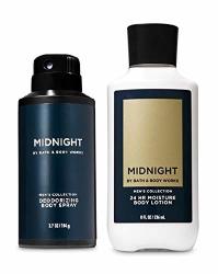 Bath And Body Works Gift Set Midnight For Men - Body Lotion And Deodorizing Body Spray- Full Size