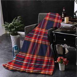 Hengshu Plaid Fuzzy Blankets King Size Traditional Pattern From Scotland Vivid And Geometric Cultural Design Abstract Look Soft Throw Blankets For Adults W54 X