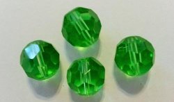 23 X 14mm Round Faceted Green Glass Beads