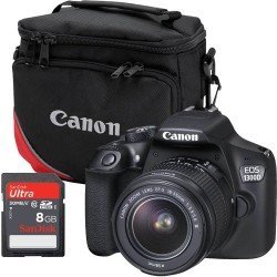 Canon EOS 1300D 18MP DSLR Camera Starter Bundle with 18-55mm DC Lens, 8GB SD Card & Carry Bag