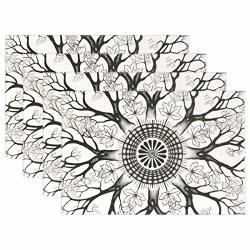 Ntsee Placemat Set Of 1 4 6 Heat Resistant Placemat For Dining Table Decoration Durable Polyester Kitchen Table Mats Placemat 12X18 Incn Tree Circle