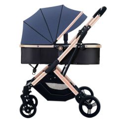 Luxury Black And Blue Baby Stroller Pram