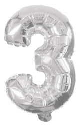 Air Filled 31CM Silver Foil Balloon Number 3