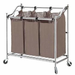 Goodgoods Llc New Laundry Sorter 3 4 Section Basket Bar Hamper Bin Utility Cart Hanger Rolling