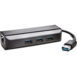 Kensington UA3000E USB 3.0 Ethernet Adapter & 3-port USB 3.0 Hub