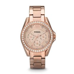 Fossil Women's Riley Rose Gold Round Stainless Steel Watch