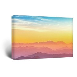 WALL26 Canvas Wall Art - Mountain Ranges At Sunset - Giclee Print Gallery Wrap Modern Home Decor Ready To Hang - 24X36 Inches