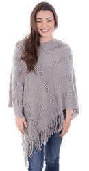 Simplicity Ponchos For Women Sweater Poncho Tassel Pullover Shawl Grey