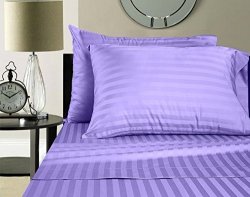 Exotic Bedware Specially Designed 1800 Series Brushed Microfiber Bed Sheet Set 15 Inch Deep Pocket King Size - Stripe Lavender