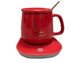 Smart Ceramic Coffee Warmer Mug Set - Red
