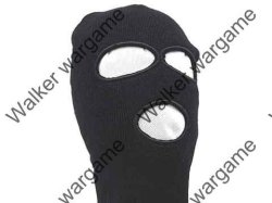 Winter 100%wool Balaclava Hood 3 Hole Head Face Mask Protector --- Swat Black