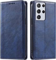 Flip Magnetic Leather Book Cover For Samsung Galaxy S21 Ulter- Blue