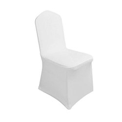 Amon Tech 50 Pcs White Chair Covers Polyester Spandex Chair Cover Stretch Slipcovers For Wedding Party Dining Banquet