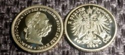 Emperor Franz Joseph I Gold Clad Brass Coin 10 Corona 1896