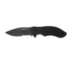 Clash Partial Serration Black Pocket Knife - K1605CKTST