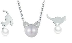 Playful Cat Earrings & Necklace Set