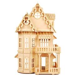 Nwfashion Children's 17 Wooden 6 Rooms Diy Kits Assemble Miniature Doll House 3D Puzzle Gothic
