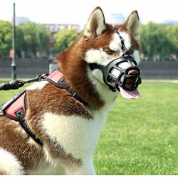 Shunai Pet Dog Muzzle Soft Basket Rubber Muzzle Dog Ergonomics Small Medium Large Dog Muzzle To No Biting Chewing Barking Adjustable Breathable Drinkable 3-SNOUT