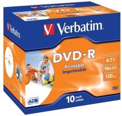 - Printable Dvd-r 16X 4.7GB Jewel Case - 10 Pack