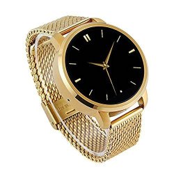 Kassica Waterproof IP57 Bluetooth Smartwatch Round Touch Screen Metal Frame Remote Control Wristwatch For Iphone Ios And Android Smartphone Gold