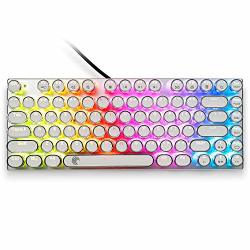 Retro Rgb Mechanical Keyboard E-element Z-88 Vintage Typewriter-style With Blue Switch LED Backlit Compact 81 Keys Anti-ghosting For Mac PC White