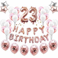 Deals On Hankrobot 23th Birthday Decorations Party Supplies 38pack Rose Golden Number 23 Birthday Balloons Happy Birthday Balloon Banner Golden Rose Confetti Balloons Perfect Birthday Decorations For Her Compare Prices